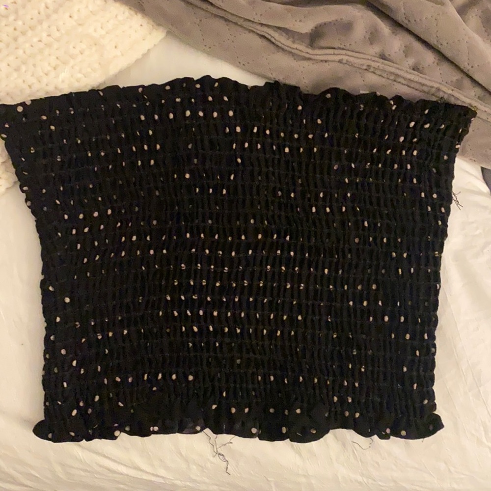 Black and white polka dot tube top